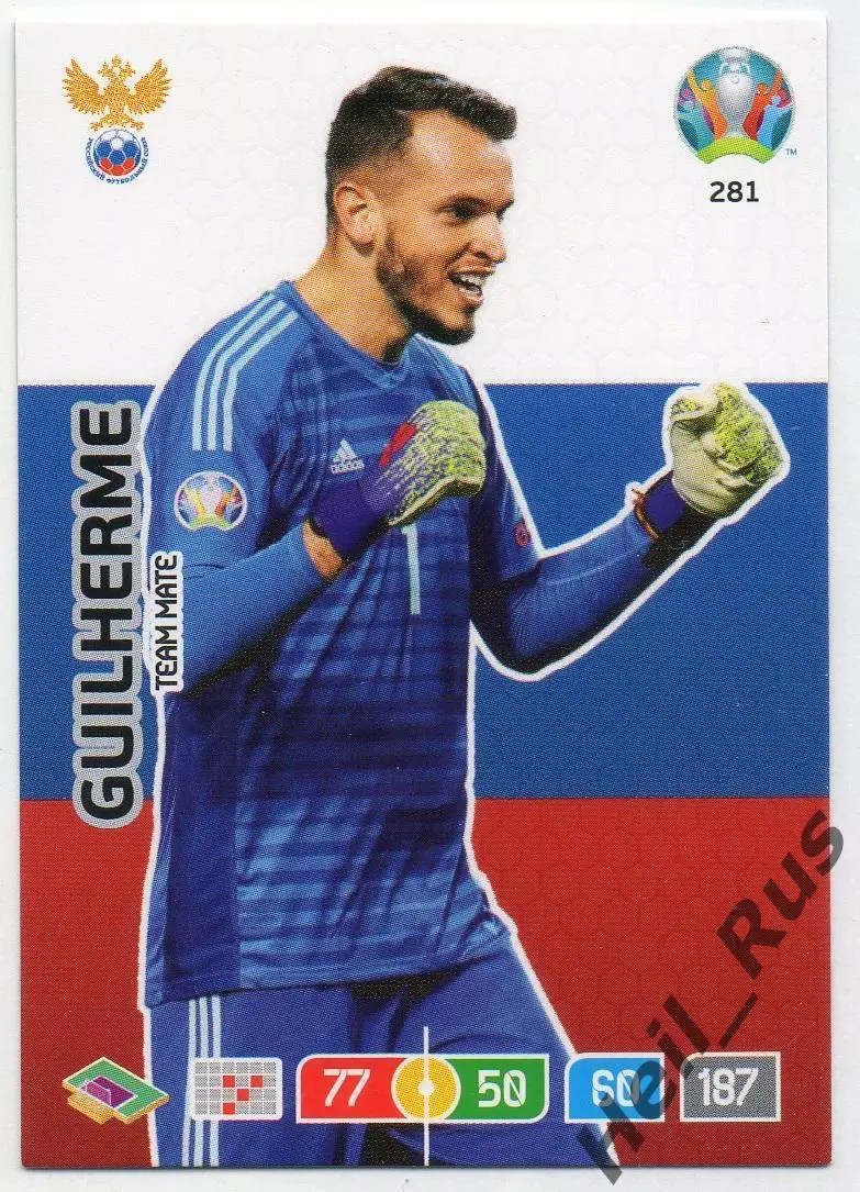 Футбол Карточка Гильерме (Россия, Локомотив Москва) Euro/Евро 2020 Panini/Панини