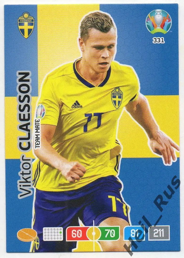 Футбол. Карточка Виктор Классон (Швеция, Краснодар) Euro/Евро 2020 Panini/Панини