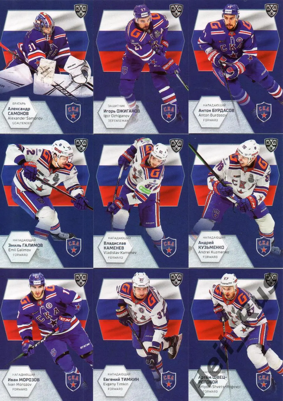 Хоккей. Участники Чемпионата Мира 2021 (полный комплект 66 карточек) КХЛ SeReal 2