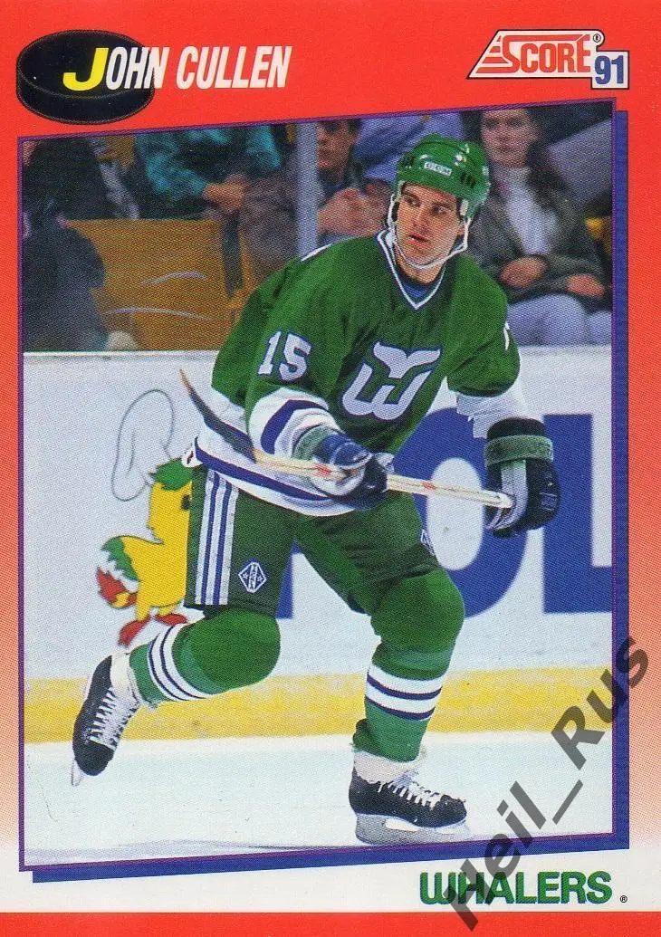 Хоккей. Карточка John Cullen/Джон Каллен (Hartford Whalers / Хартфорд) НХЛ/NHL