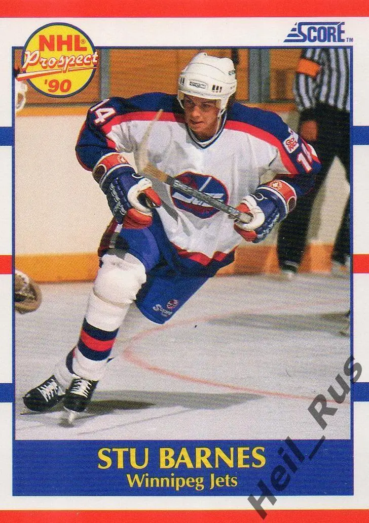 Хоккей. Карточка Stu Barnes / Стю Барнс (Winnipeg Jets / Виннипег Джетс) НХЛ/NHL
