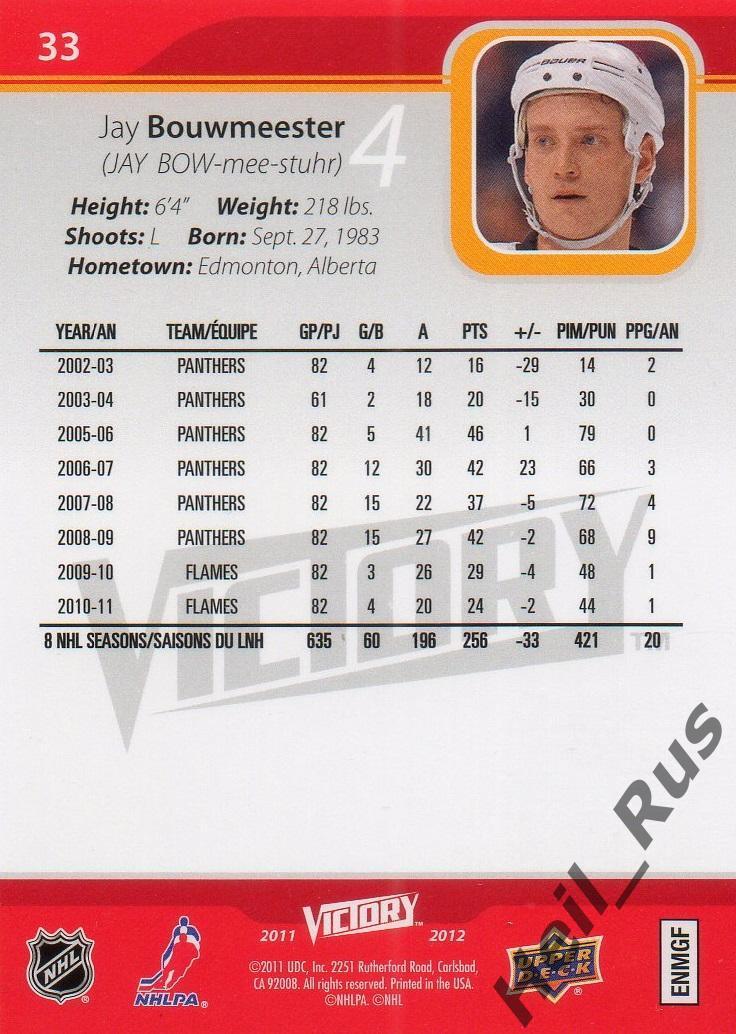 Хоккей. Карточка Jay Bouwmeester/Джей Боумистер (Calgary Flames/Калгари) НХЛ/NHL 1