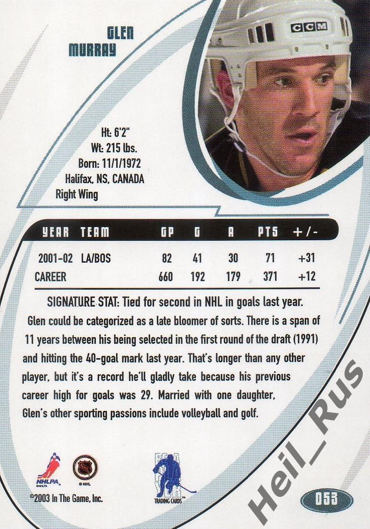 Хоккей. Карточка Glen Murray/Глен Мюррей (Boston Bruins/Бостон Брюинз) НХЛ/NHL 1