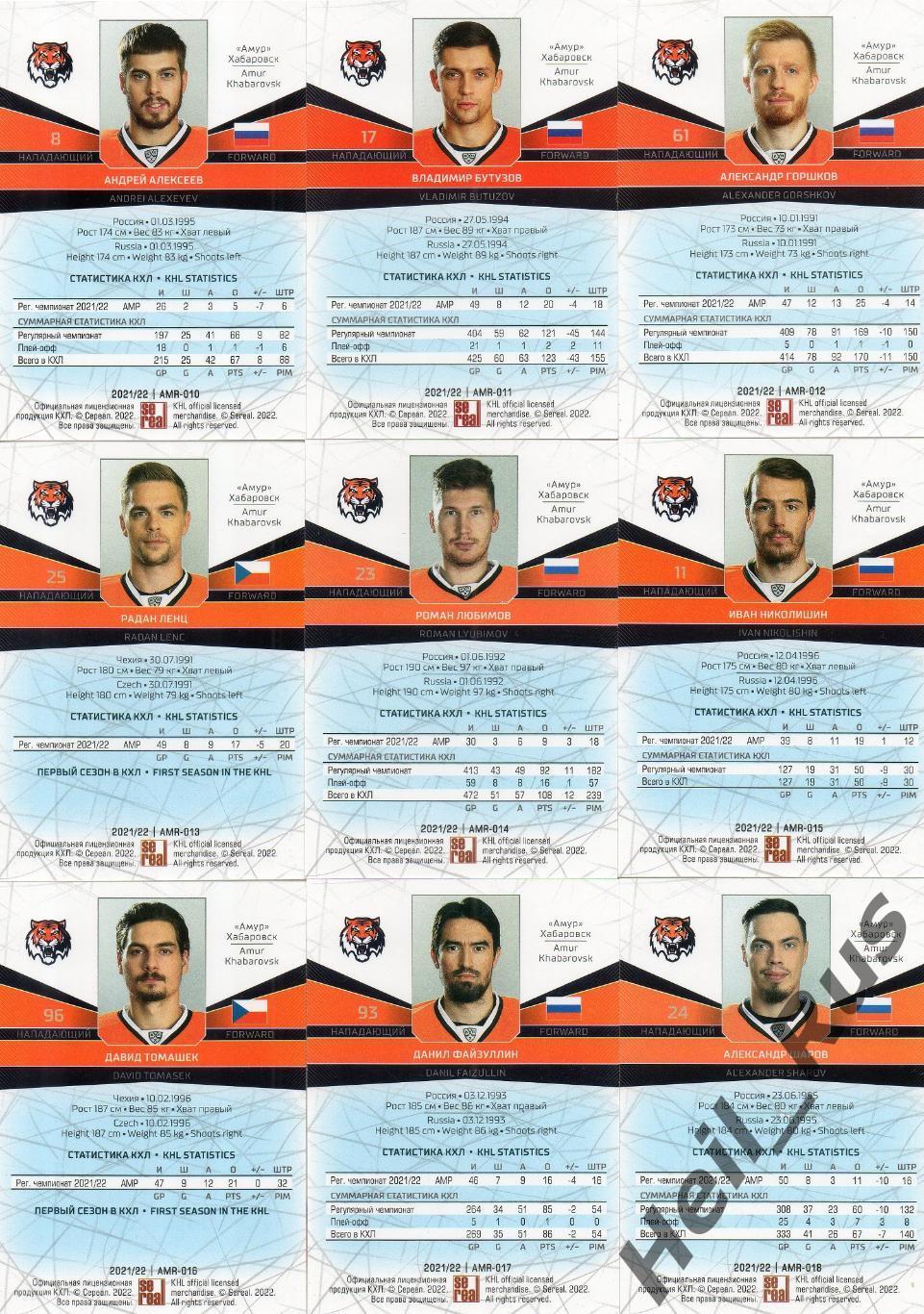 Хоккей. Амур Хабаровск 18 карточек КХЛ сезон 2021/22 (Пивцакин, Николишин, +) 3