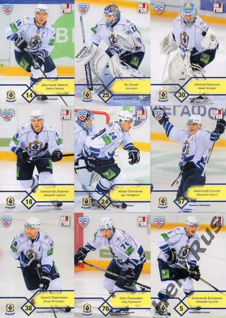Хоккей. Амур Хабаровск 18 карточек КХЛ сезона 2012/13 SeReal (Мурыгин и др.)