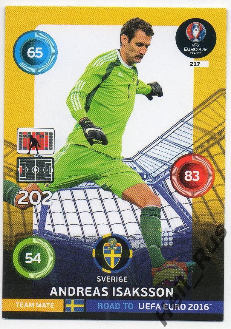 Футбол Карточка Andreas Isaksson/Андреас Исакссон (Швеция) Euro/Евро 2016 Panini