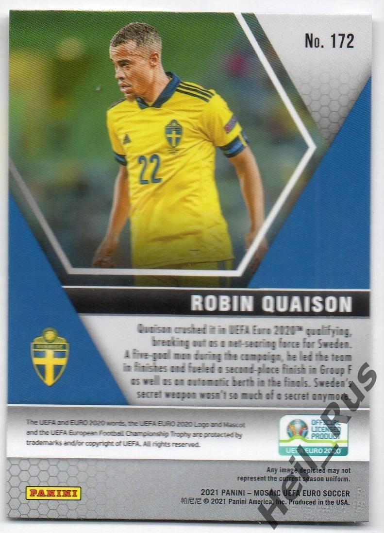 Футбол. Карточка Robin Quaison/Робин Квайсон Швеция Евро/Euro 2020 Panini/Панини 1