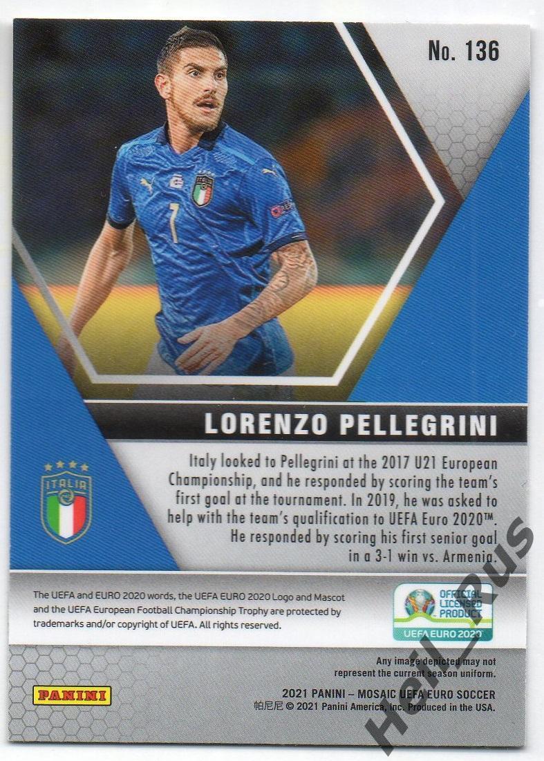 Футбол. Карточка Лоренцо Пеллегрини Италия, Рома, Сассуоло Euro/Евро 2020 Panini 1
