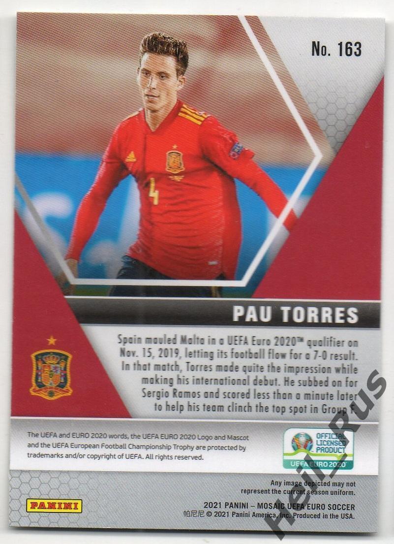 Футбол. Карточка Pau Torres/Пау Торрес Испания, Вильярреал Euro/Евро 2020 Panini 1
