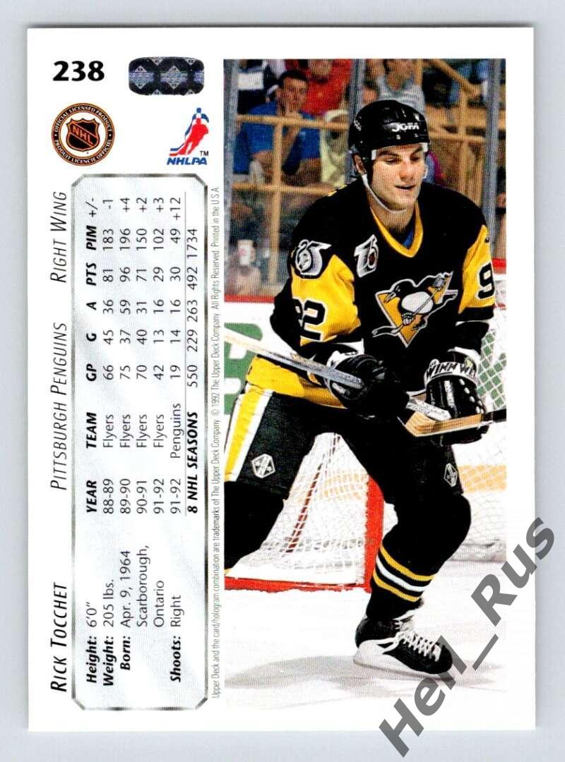 Хоккей. Карточка Rick Tocchet/Рик Токкет (Pittsburgh Penguins/Питтсбург) НХЛ/NHL 1