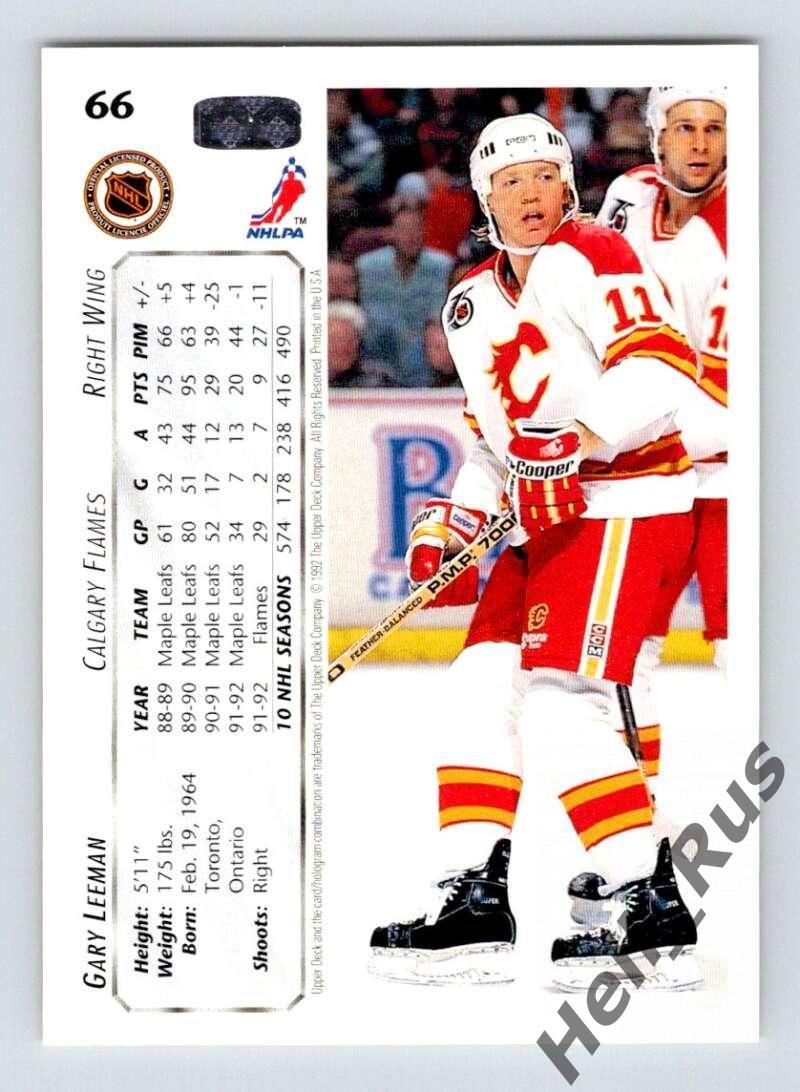 Хоккей. Карточка Gary Leeman/Гэри Лиман (Calgary Flames/Калгари Флэймз) НХЛ/NHL 1