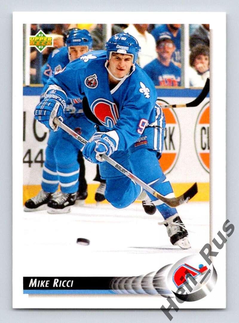 Хоккей. Карточка Mike Ricci/Майк Риччи (Quebec Nordiques/Квебек Нордикс) НХЛ/NHL