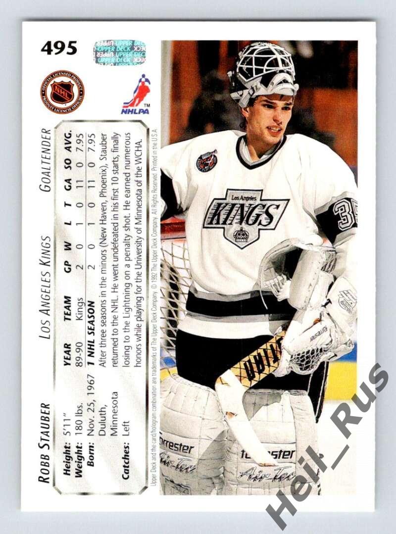 Хоккей. Карточка Robb Stauber / Робб Стаубер (Los Angeles Kings / Кингз) НХЛ/NHL 1