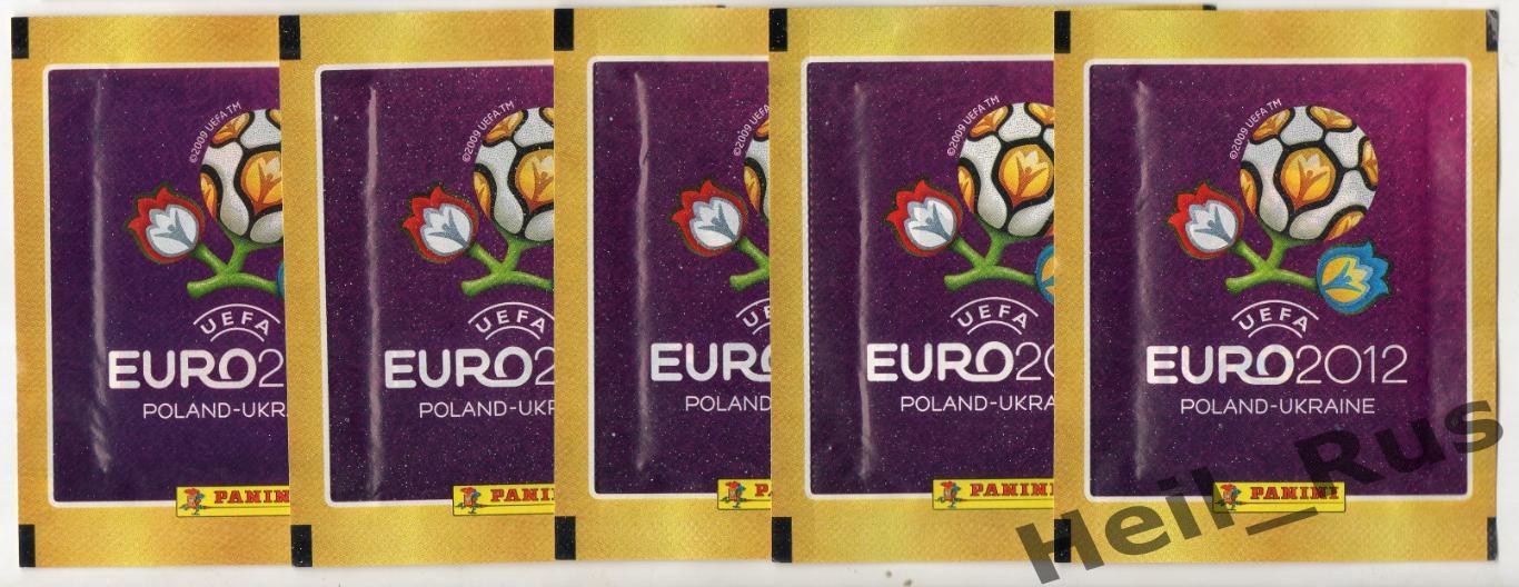 Футбол. 5 запечатанных пакетиков с наклейками PANINI Чемпионат Европы/EURO 2012