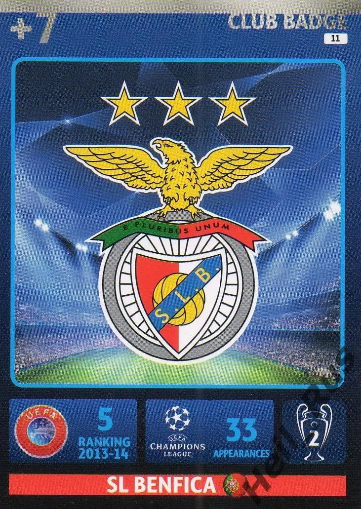 Футбол. Карточка Логотип SL Benfica/Бенфика Лига Чемпионов 2014-15 Panini/Панини