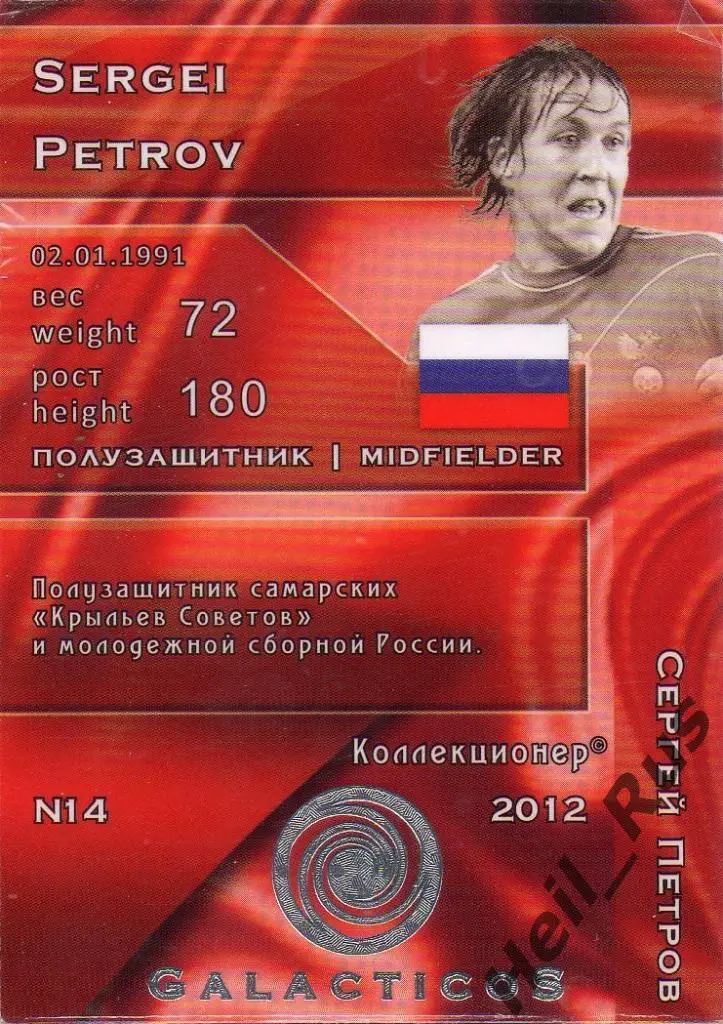 Футбол Карточка Сергей Петров (Россия, Крылья Советов/Краснодар/Зенит GalacticoS 1