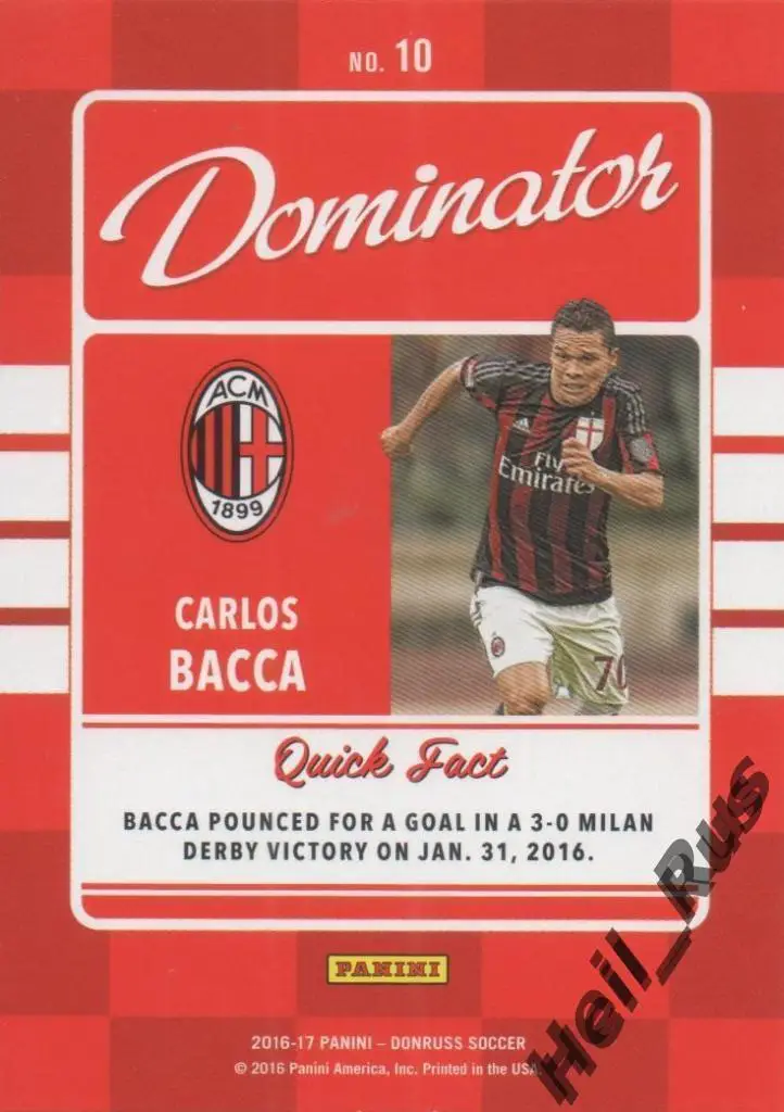 Футбол. Карточка Carlos Bacca / Карлос Бакка (AC Milan/Милан) Panini/Панини 2016 1