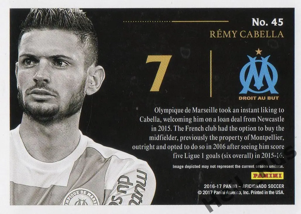Футбол. Карточка Remy Cabella / Реми Кабелла (Олимпик Марсель, Краснодар) Panini 1