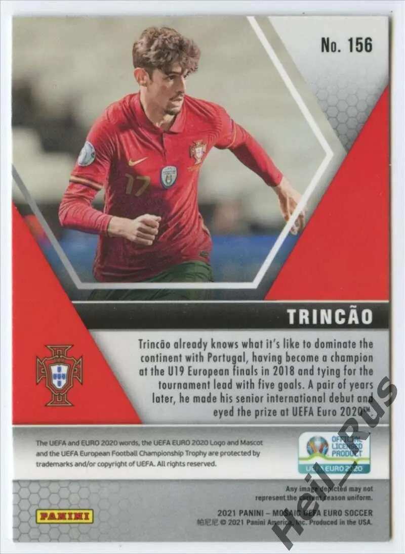 Футбол. Карточка Тринкау Португалия, Барселона, Спортинг Лиссабон Euro/Евро 2020 1