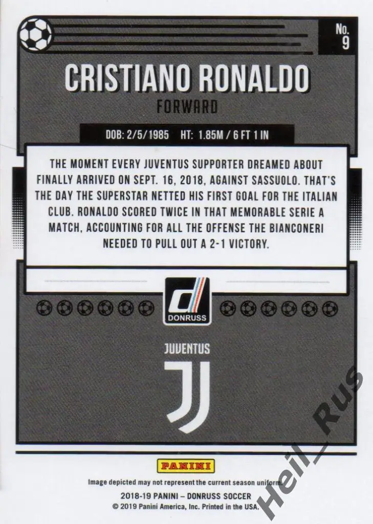 Футбол Карточка Криштиану Роналду Ювентус, Реал Мадрид, Манчестер Юнайтед Panini 1