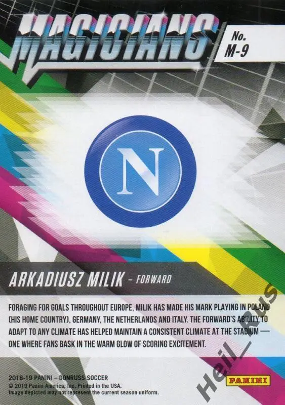 Футбол. Карточка Arkadiusz Milik/Аркадиуш Милик (Наполи, Ювентус, Аякс) Panini 1