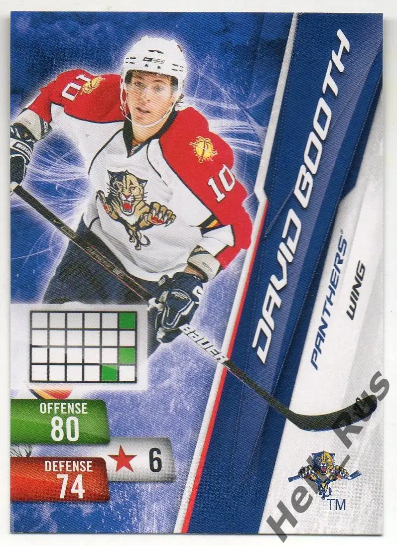 Хоккей. Карточка Дэвид Бут Флорида, Адмирал, Авангард, Динамо Минск НХЛ/NHL, КХЛ