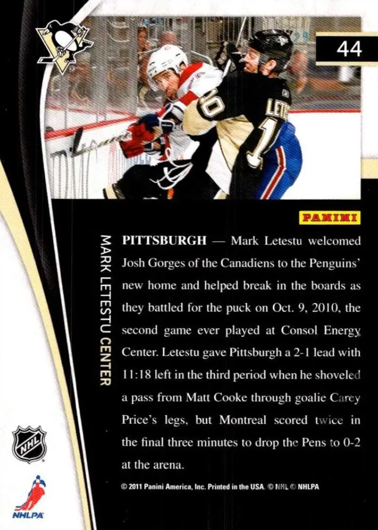 Хоккей. Карточка Mark Letestu/Марк Летестю Pittsburgh Penguins/Питтсбург НХЛ/NHL 1