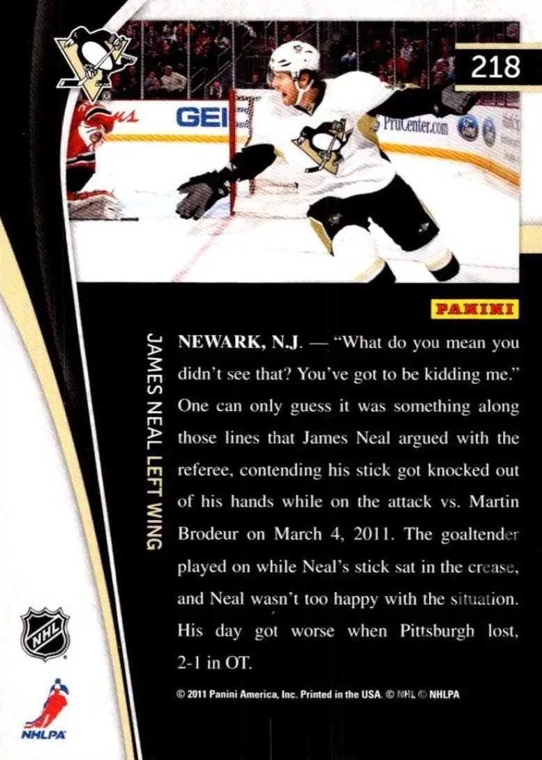 Хоккей; Карточка James Neal/Джеймс Нил (Pittsburgh Penguins / Питтсбург) НХЛ/NHL 1