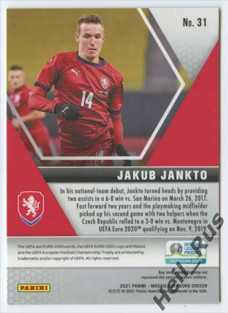 Футбол. Карточка Якуб Янкто (Чехия, Удинезе, Сампдория) Euro/Евро 2020 Panini 1