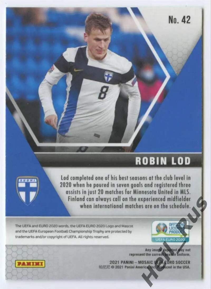 Футбол. Карточка Robin Lod/Робин Лод (Финляндия) Euro/Евро 2020 Panini/Панини 1
