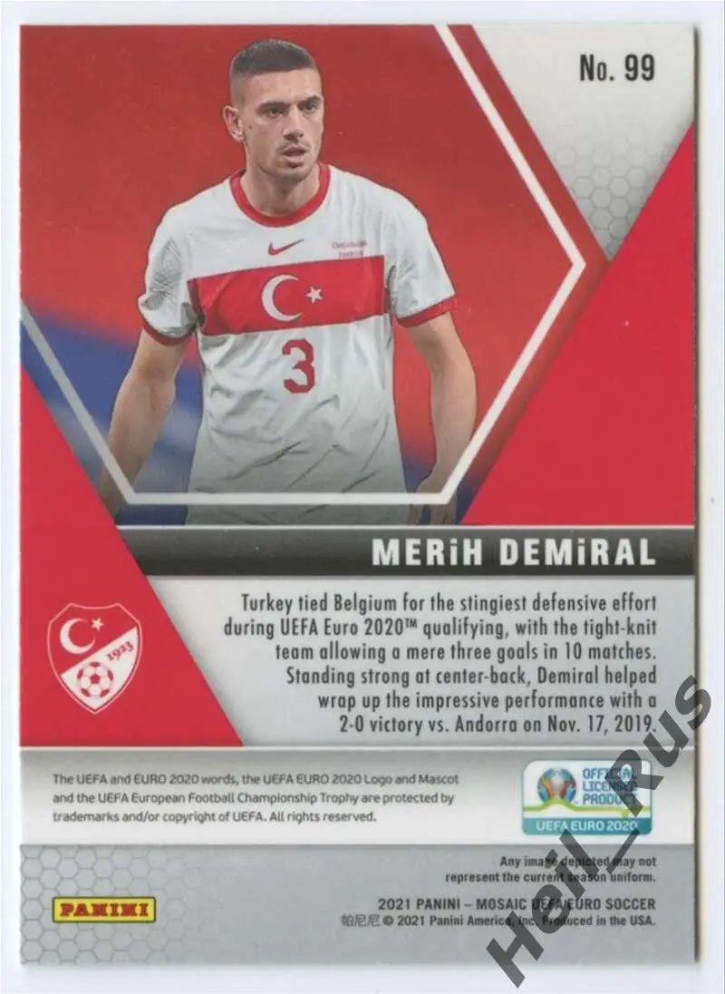 Футбол. Карточка Мерих Демирал (Турция, Ювентус, Аталанта) Euro/Евро 2020 Panini 1