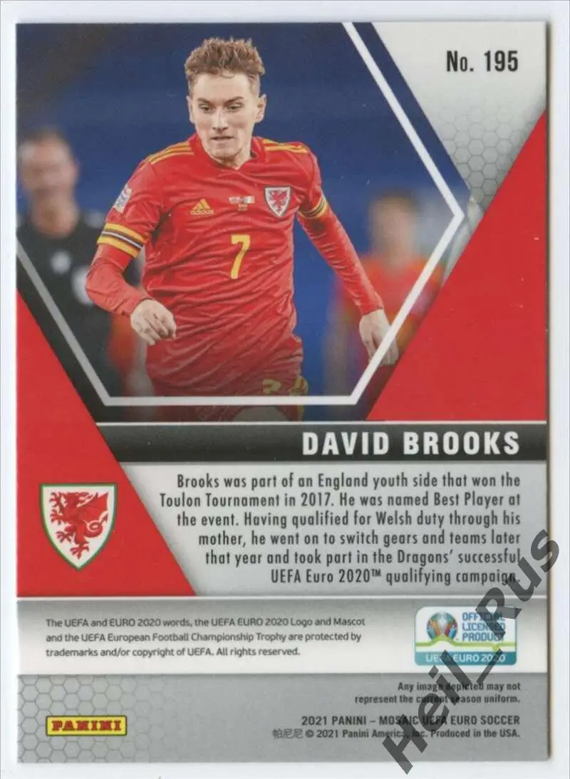 Футбол. Карточка David Brooks/Дэвид Брукс (Уэльс, Борнмут) Euro/Евро 2020 Panini 1