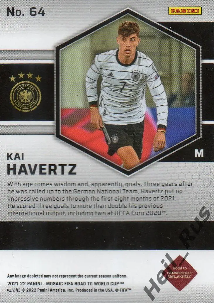 Футбол. Карточка Kai Havertz/Кай Хаверц (Германия, Челси, Байер 04) 2022 Panini 1