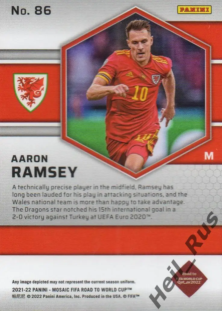 Футбол. Карточка Aaron Ramsey/Аарон Рэмзи (Уэльс, Арсенал, Ювентус) 2022 Panini 1
