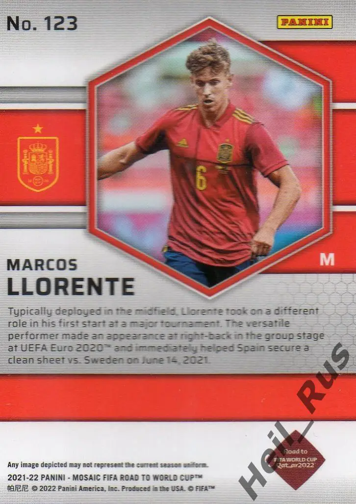 Футбол. Карточка Маркос Льоренте (Испания, Реал/Атлетико Мадрид) 2022 Panini 1