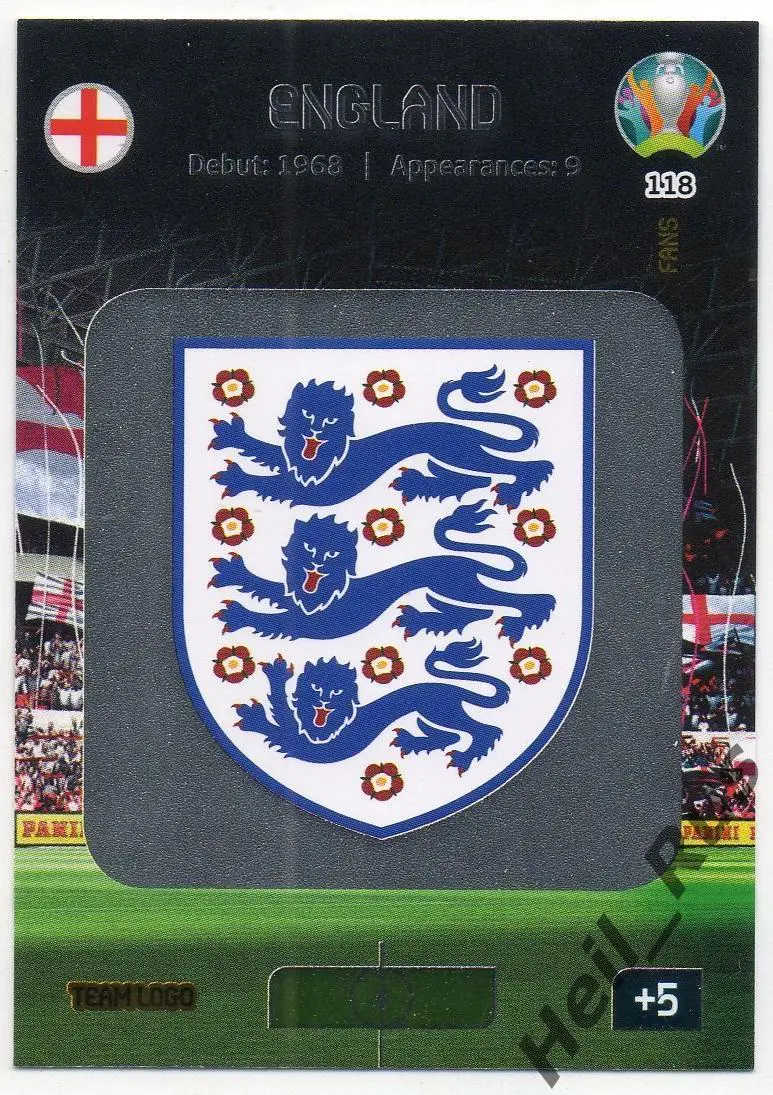 Футбол. Карточка Team Logo England/Логотип Англия Евро/Euro 2020 Panini/Панини