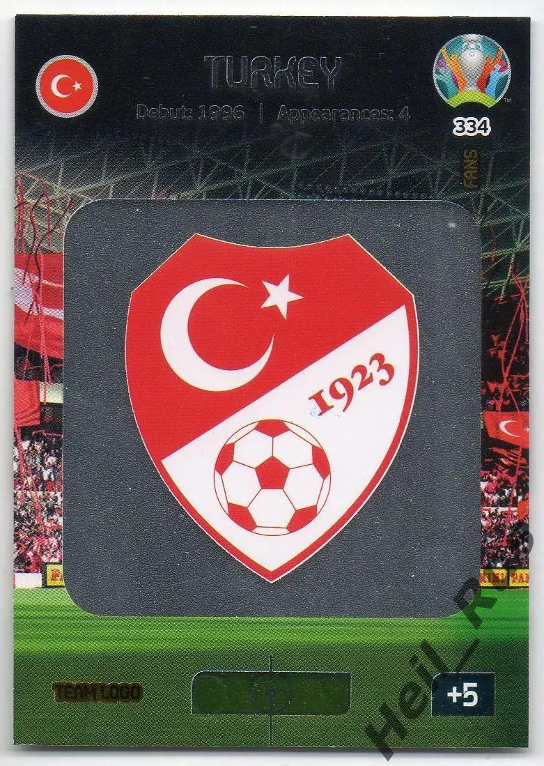 Футбол. Карточка Team Logo Turkey/Логотип Турция Евро/Euro 2020 Panini/Панини