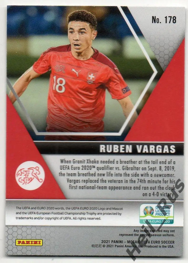 Футбол. Карточка Рубен Варгас (Швейцария, Аугсбург) Euro/Евро 2020 Panini/Панини 1