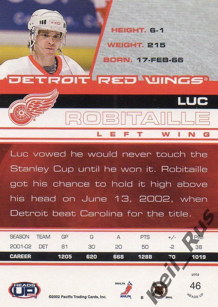 Хоккей. Карточка Luc Robitaille/Люк Робитайл (Detroit Red Wings/Детройт) НХЛ/NHL 1