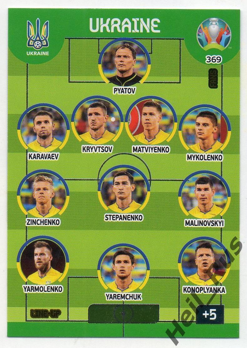 Футбол. Карточка Сборная Украина/Ukraine Line-Up, Euro/Евро 2020 Panini/Панини