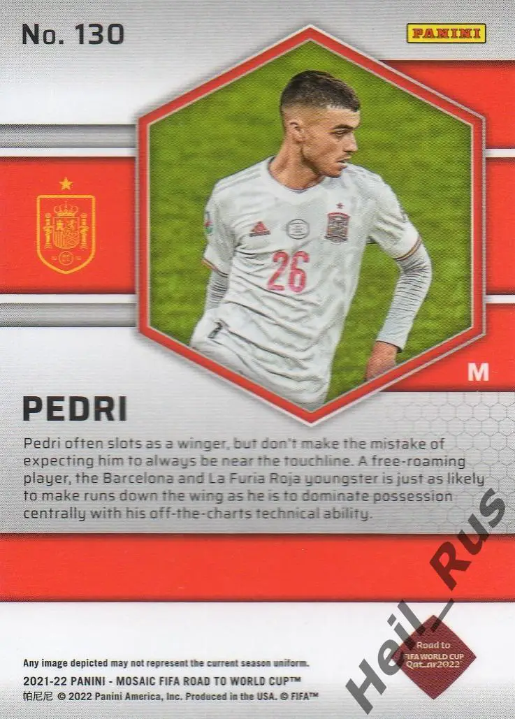 Футбол Карточка Pedri/Педри (Испания, Барселона, Лас-Пальмас) 2022 Panini/Панини 1