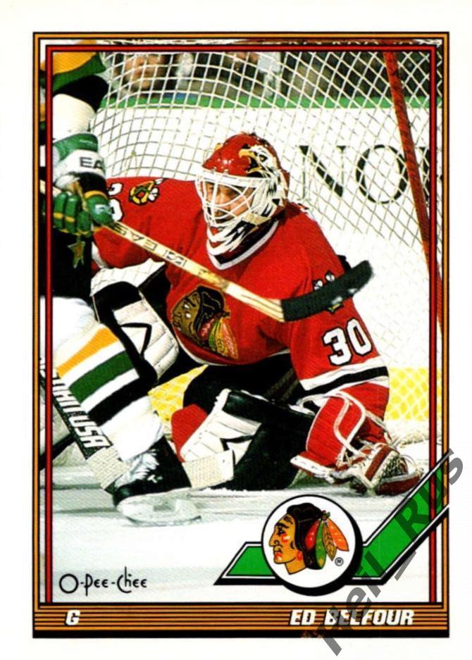 Хоккей; Карточка Ed Belfour/Эд Бельфор (Chicago Blackhawks / Чикаго) НХЛ/NHL