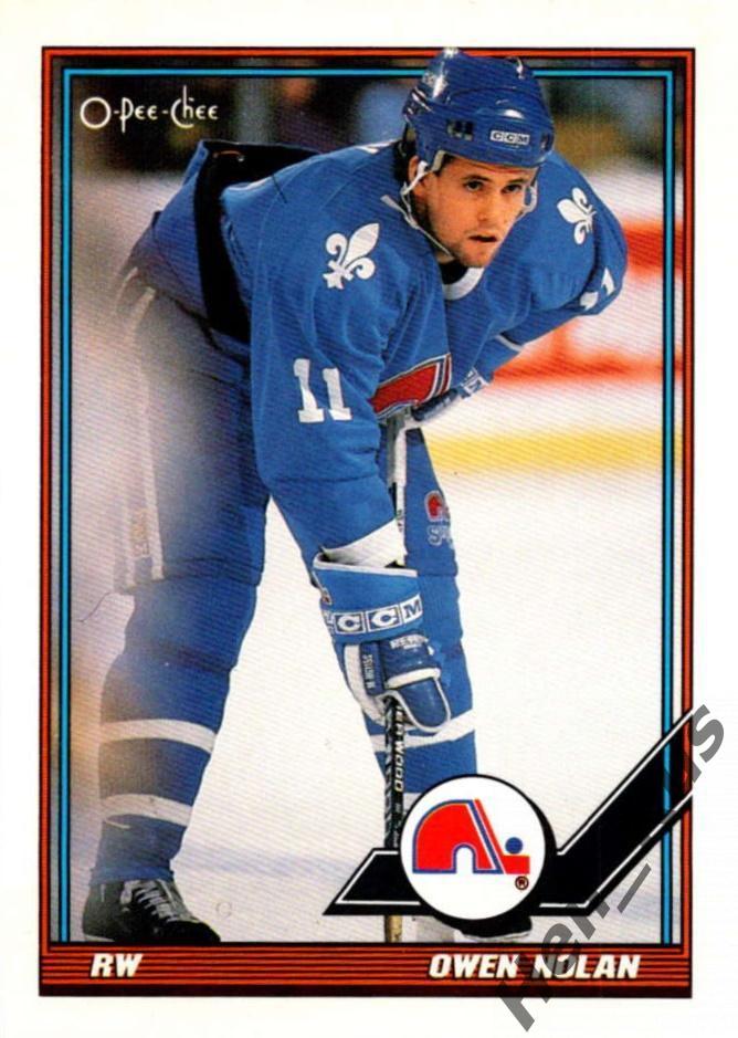 Хоккей; Карточка Owen Nolan/Оуэн Нолан (Quebec Nordiques/Квебек Нордикс) NHL/НХЛ