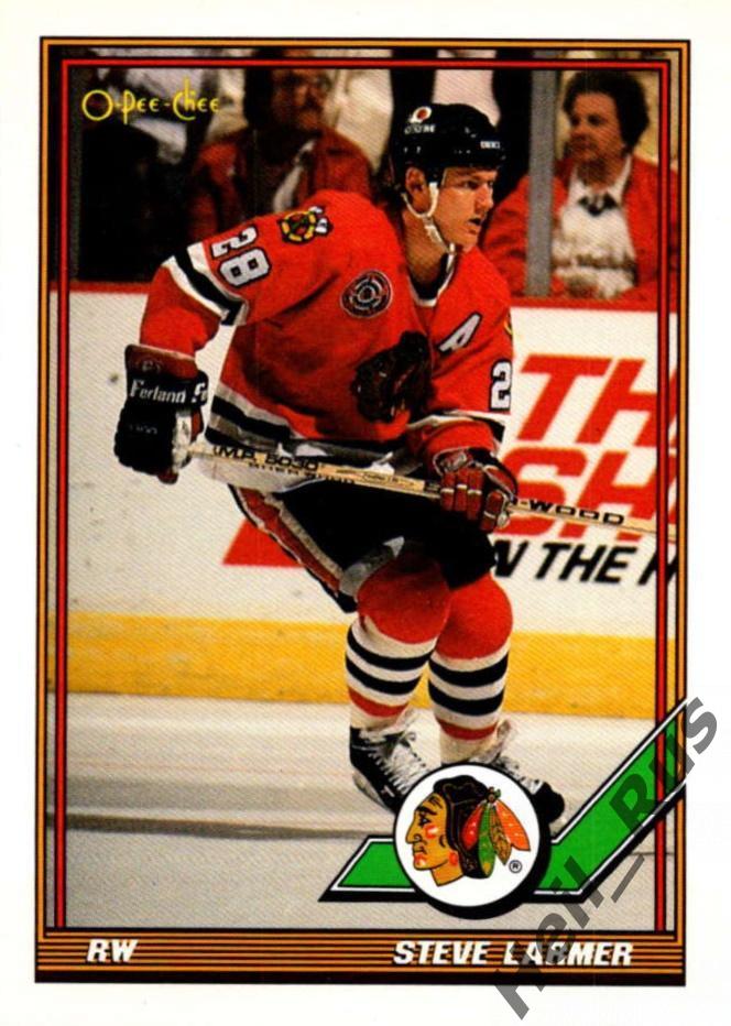 Хоккей; Карточка Steve Larmer/Стив Лармер (Chicago Blackhawks/Чикаго) НХЛ/NHL