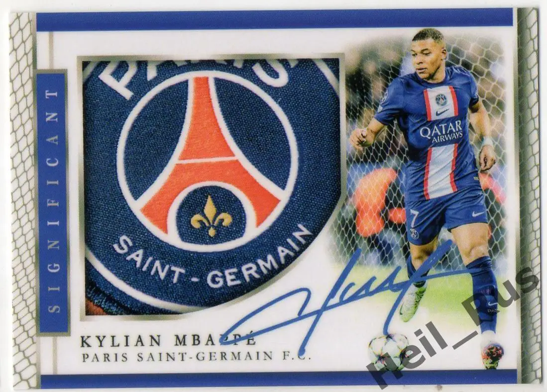 Футбол. Карточка с напечатанным автографом Килиан Мбаппе (Пари Сен-Жермен / ПСЖ)