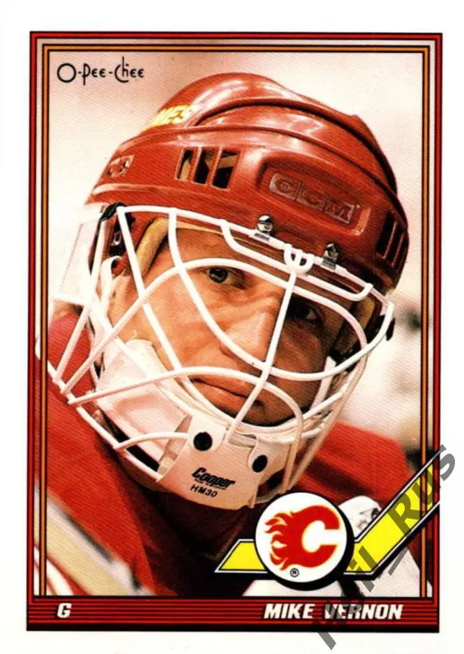 Хоккей; Карточка Mike Vernon/Майк Вернон (Calgary Flames/Калгари Флэймз) НХЛ/NHL