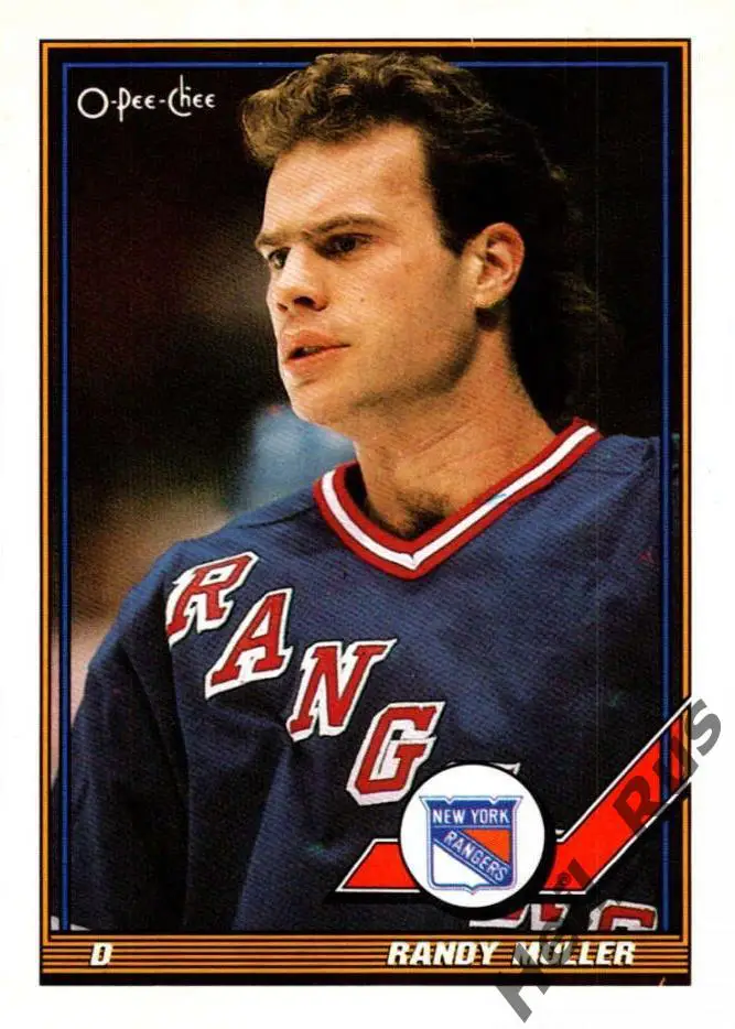 Хоккей. Карточка Randy Moller/Рэнди Моллер (New York Rangers / Нью-Йорк) НХЛ/NHL