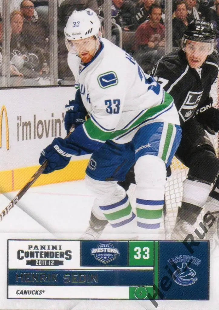 Хоккей Карточка Henrik Sedin / Хенрик Седин (Vancouver Canucks/Ванкувер) НХЛ/NHL