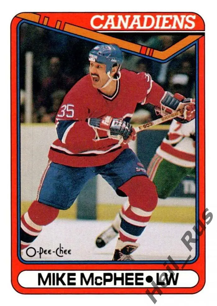 Хоккей. Карточка Mike McPhee/Майк Макфи (Montreal Canadiens/Монреаль) НХЛ/NHL