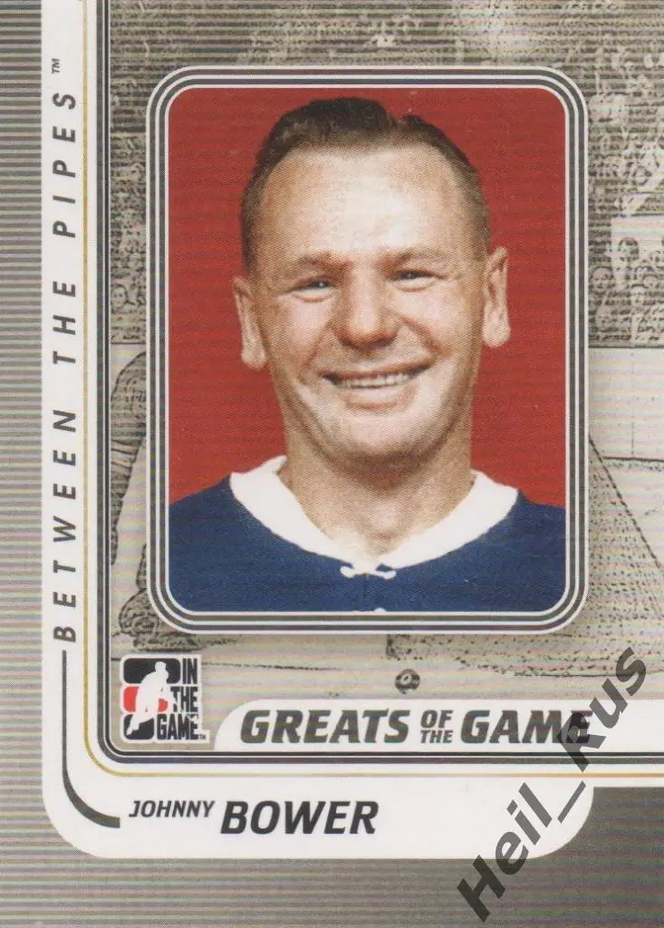 Хоккей. Карточка Johnny Bower/Джонни Бауэр (Toronto Maple Leafs/Торонто) НХЛ/NHL